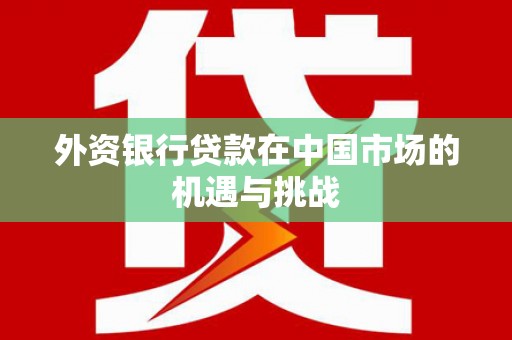 龙文外资银行贷款在中国市场的机遇与挑战